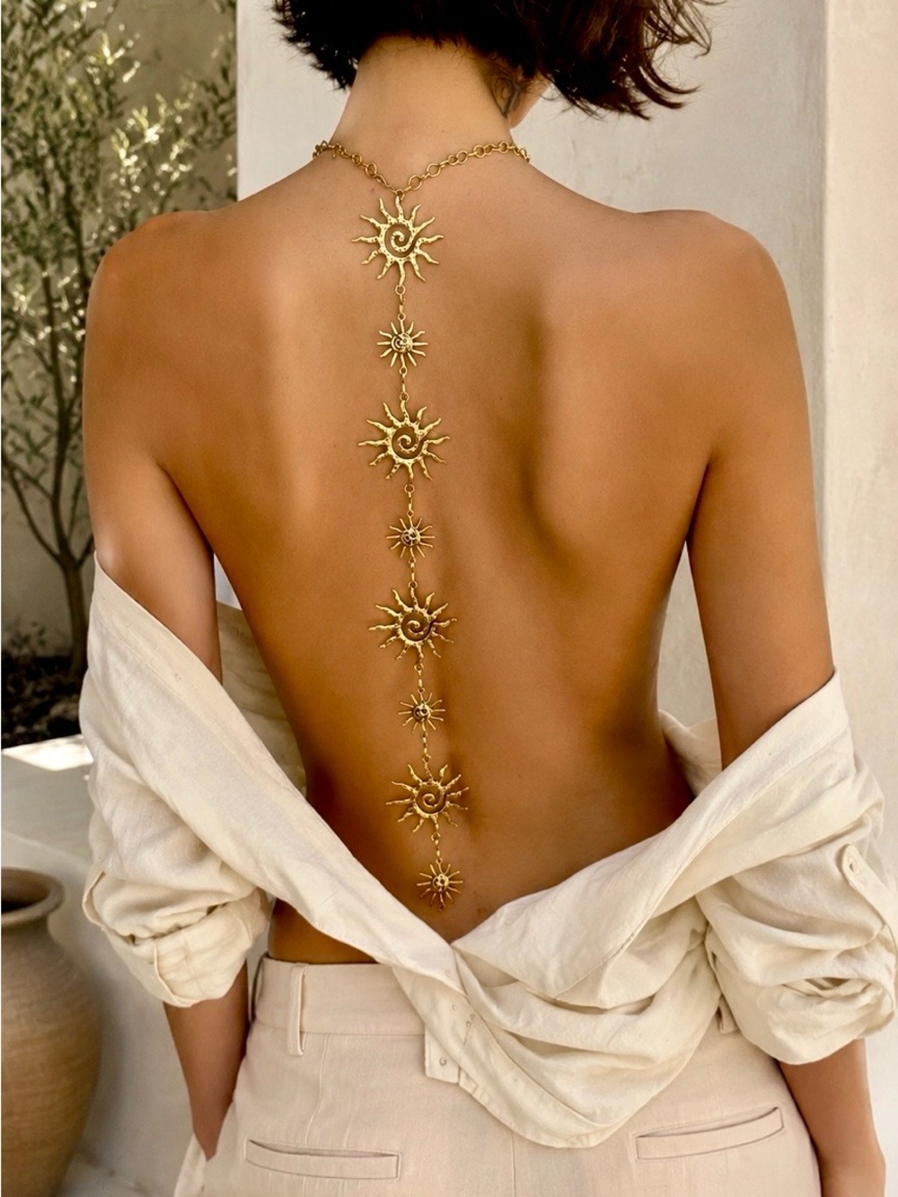 Gold Celestial Sun Body Chain Necklace - Picture 5 of 10